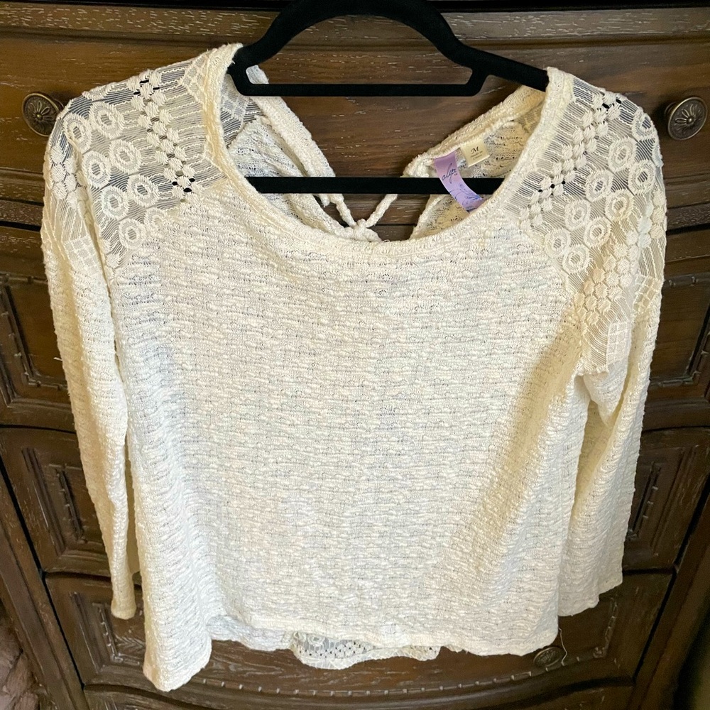Long Sleeve Top - Cream - Size Small